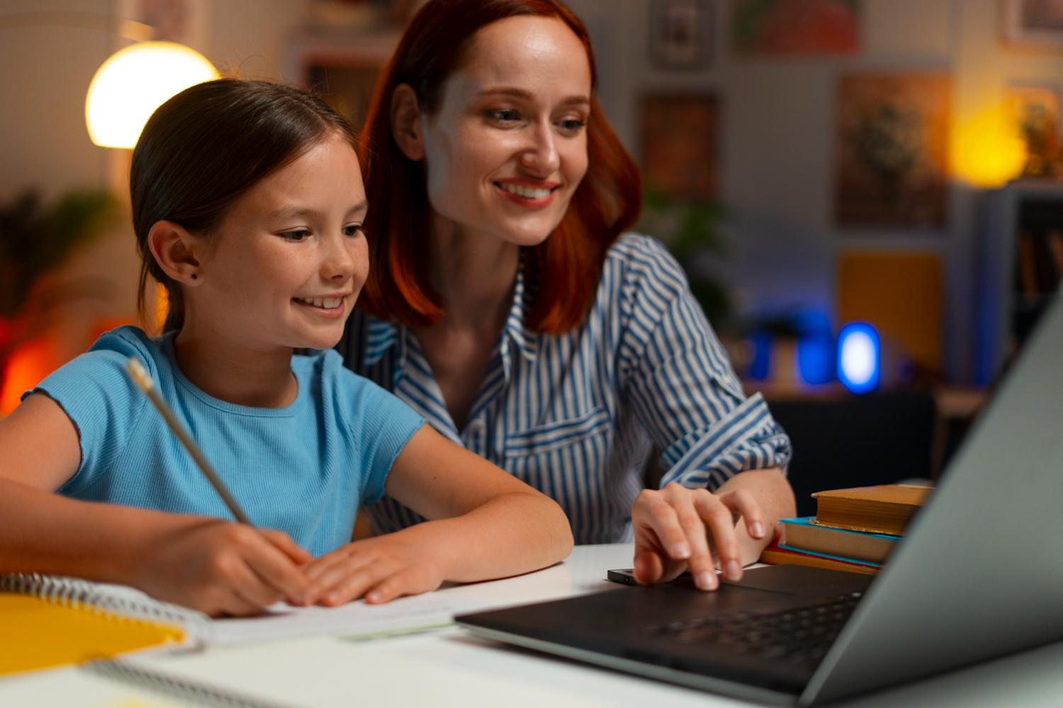 Family homeschooling together